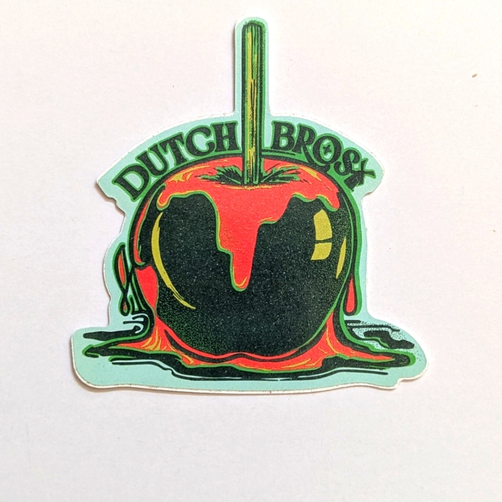 Dutch Bros Black and Red Dripping Apple Sticker